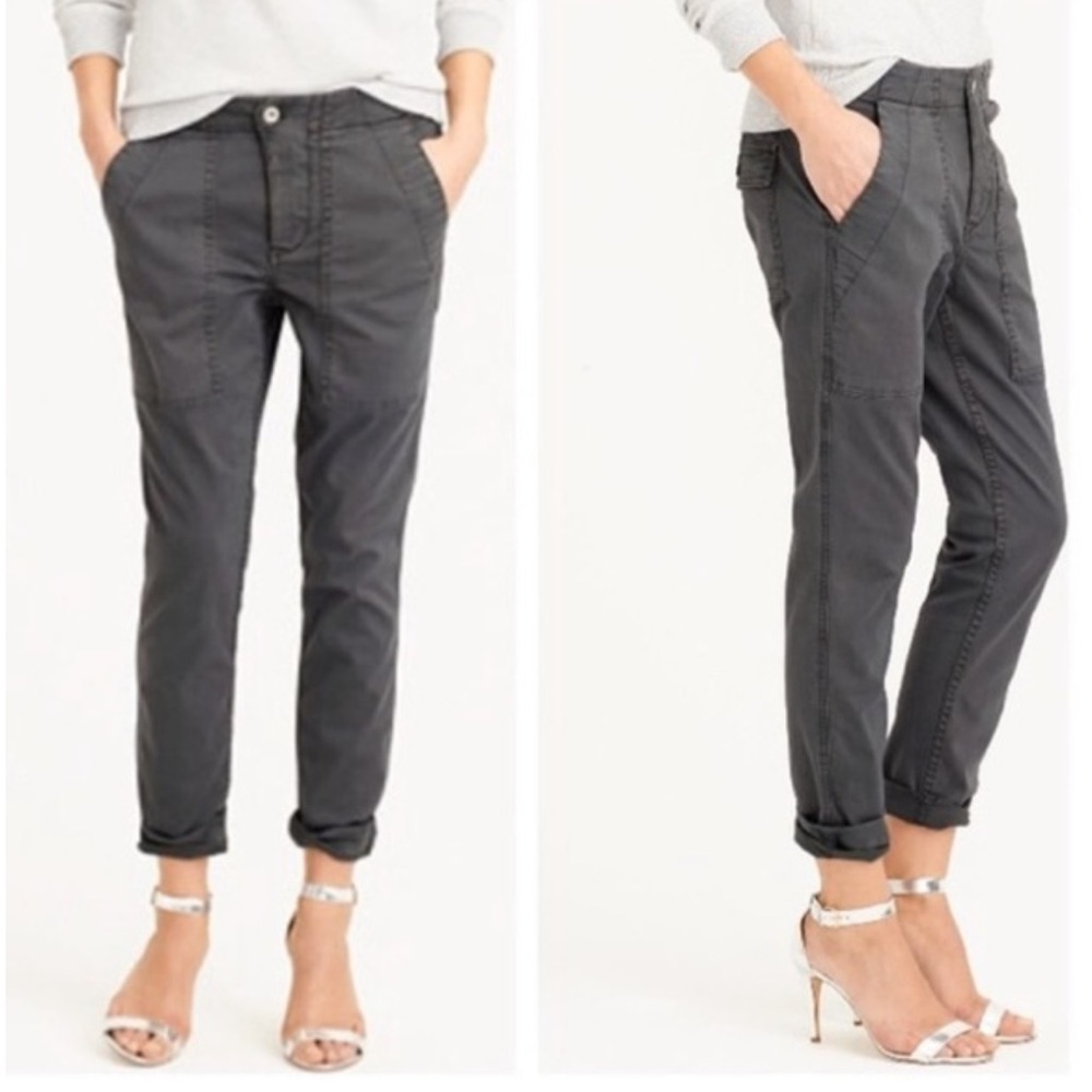 J. Crew Coal Gray Slim Cargo Straight Leg Patch Pocket Pants Fisherman Aesthetic